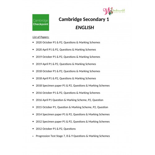 Lower Secondary Checkpoint English 111 Lower Secondary Checkpoint English 111